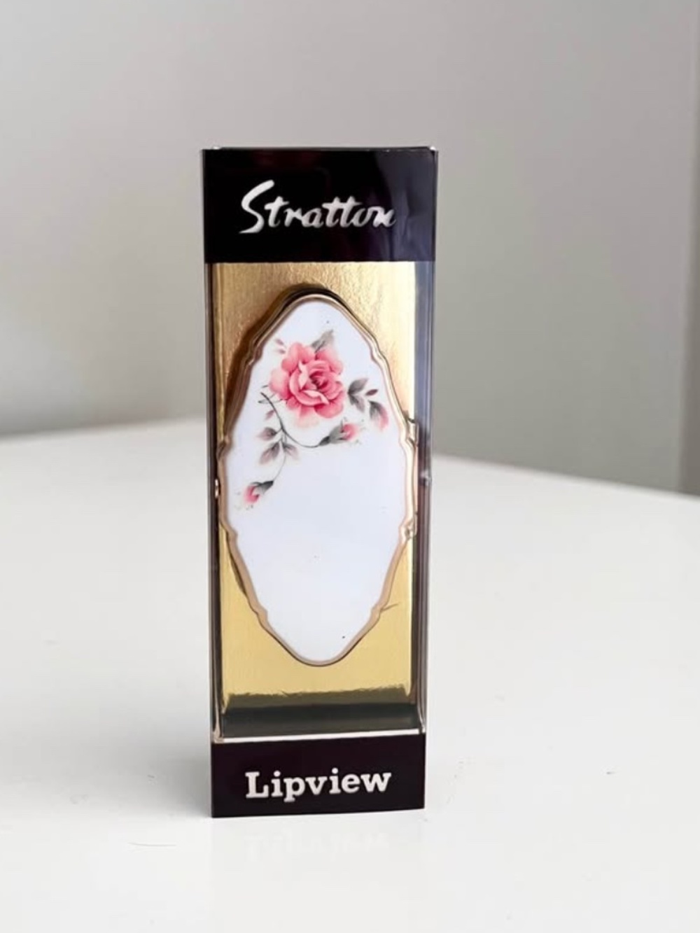 Vintage Stratton England Lipstick Mirror English Rose Compact Makeup Accessory